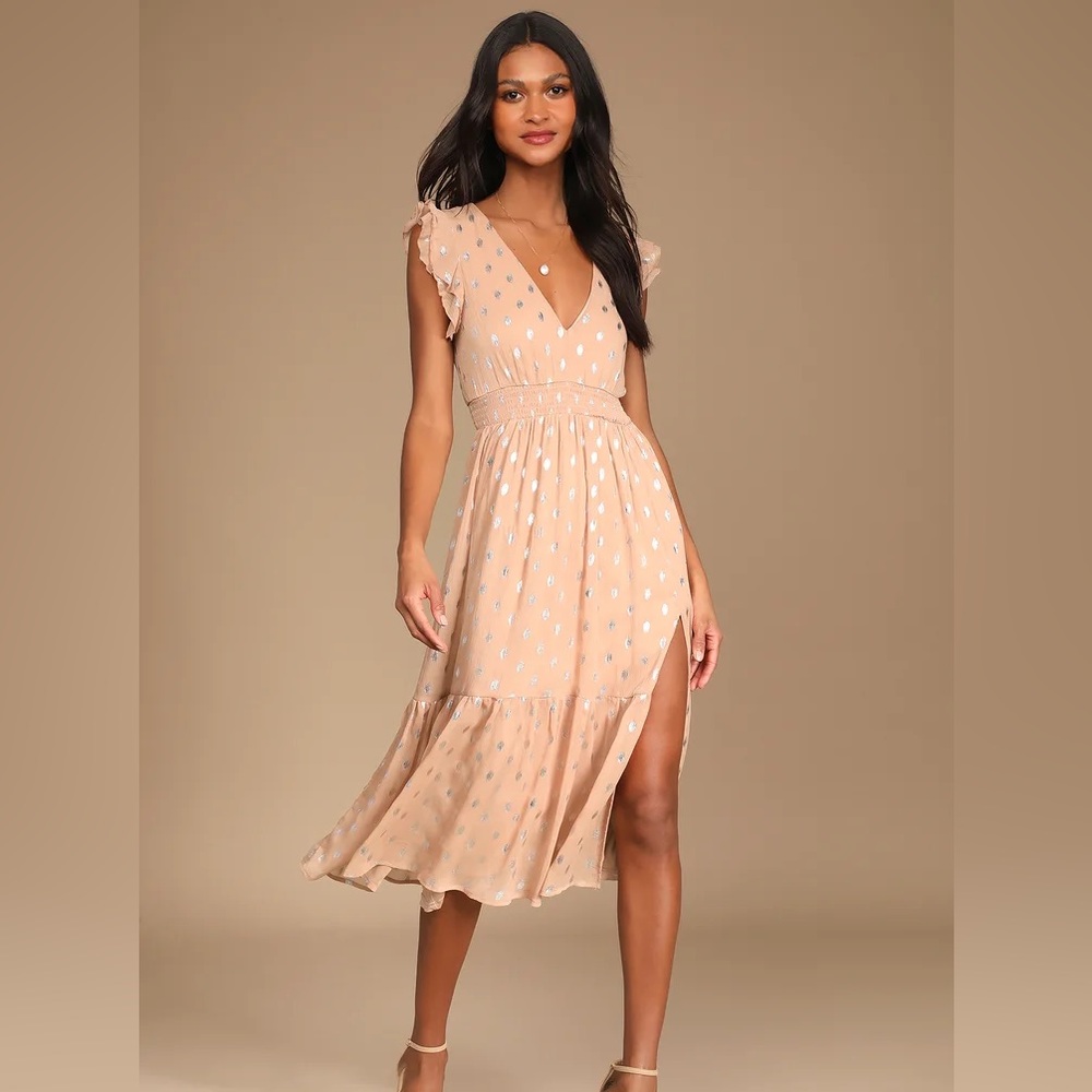 Worn once! Ruffled Tiered Midi Dress - Lulus